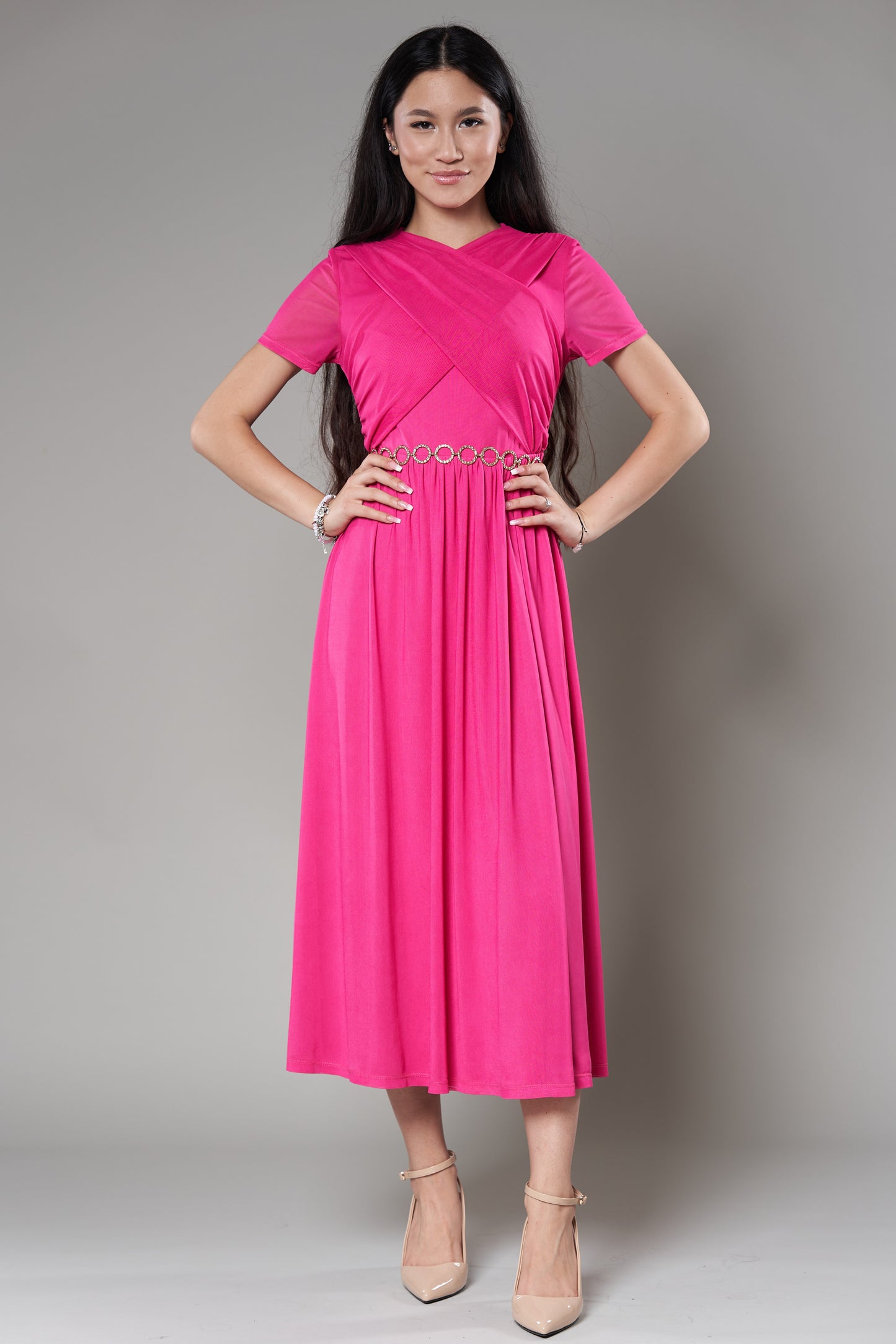 Rochie Roz Lungă Voal