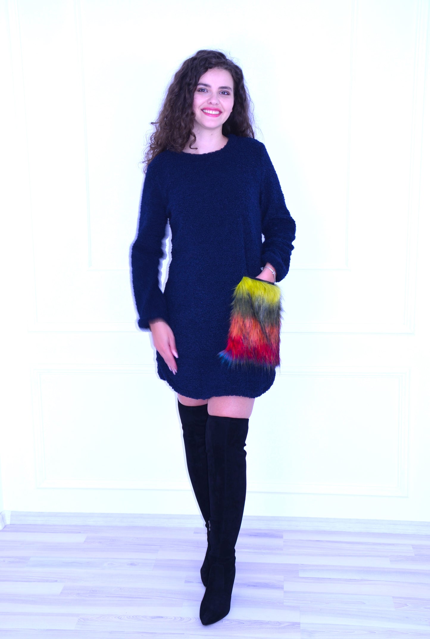 Rochie tip sarafan, bleumarin.