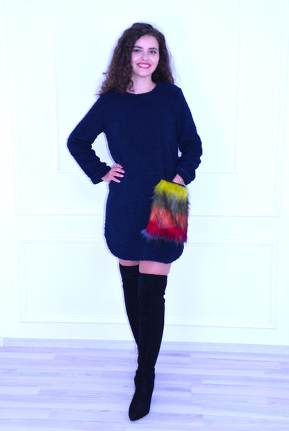 Rochie tip sarafan, bleumarin.