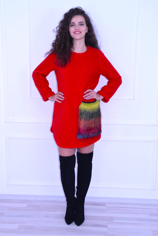Rochie tip sarafan, culoarea roșie