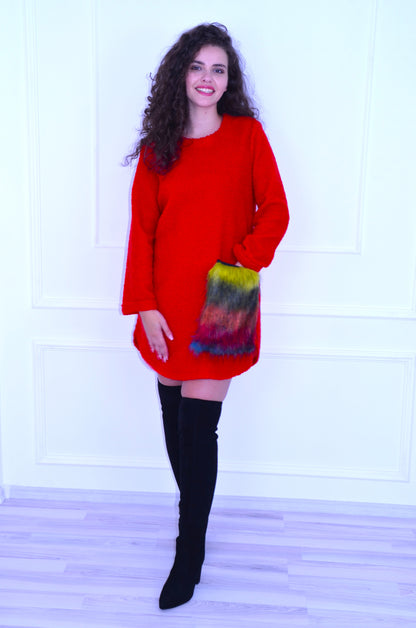 Rochie tip sarafan, culoarea roșie