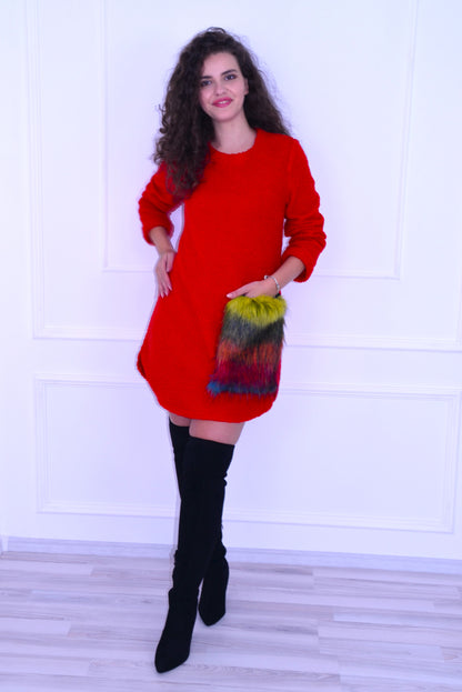 Rochie tip sarafan, culoarea roșie